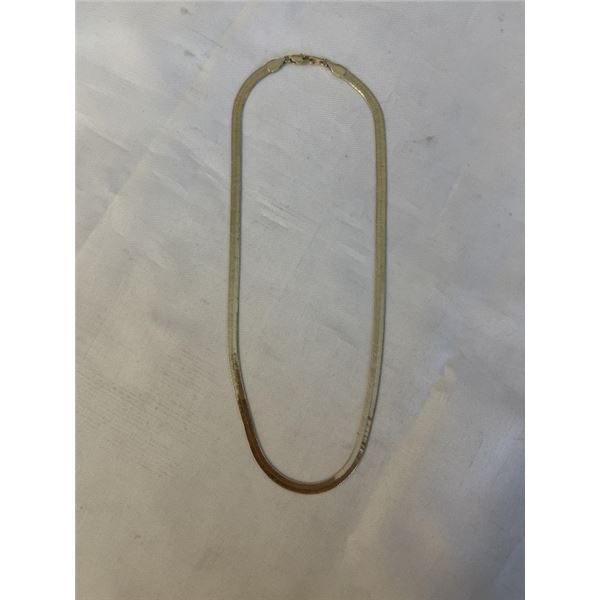 GOLD TONE FLAT CHAIN CHOKER NECKLACE, UNMARKED