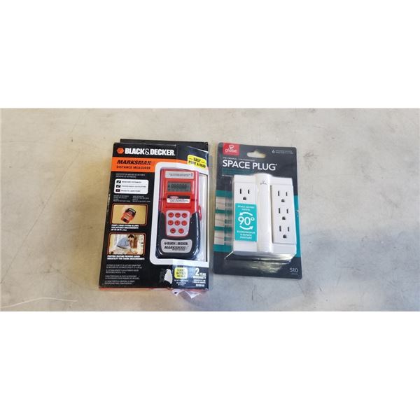 BLACK & DECKER MARKSMAN DISTANCE MEASURER AND SPACEPLUG SWIVEL SURGE PROTECTOR TAP