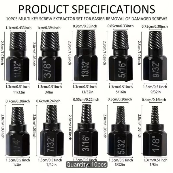 NEW COATED DRILL AND TAP BITS WITH 10 SIZED SCREW REMOVERS