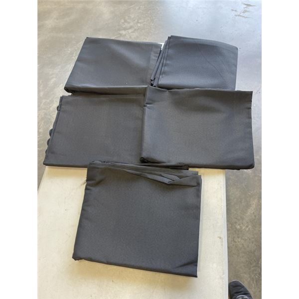 5 NEW BLACK TABLE CLOTHES APPROX 9FT x 7FT