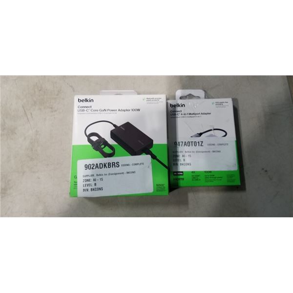 BELKIN CONNECT USB-C CORE GaN POWER ADAPTOR 100W AND BELKIN CONNECT USB-C 4 IN 1 MULTIPORT ADAPTOR