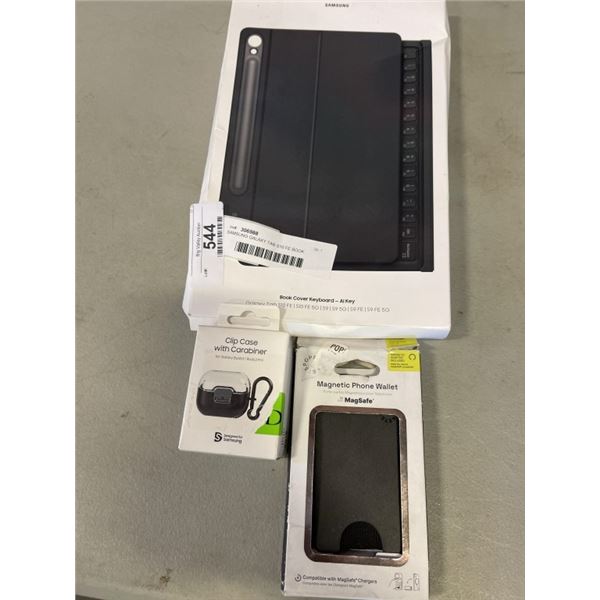 SAMSUNG GALAXY TAB S10 FE BOOK COVER WITH CLIP CASE WITH CARABINER FOR GALAXY BUDS 3 AND POPSOCKET M