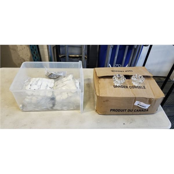 BOX OF CANDLE HOLDERS AND TRAY OF RADIANCE TEA LIGHTS