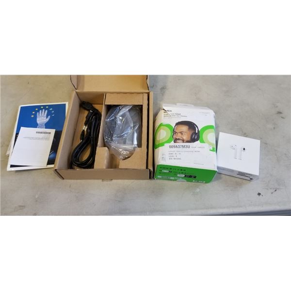 BELKIN WIRELESS OVER EAR HEADSET, AIRPODS AND HP NOTEBOOK ACCESSORIES