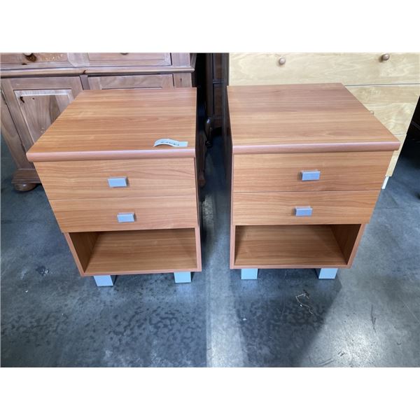 PAIR 2 DRAWER MAPLE FINISH NIGHT STANDS