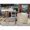 Image 1 : ROUND WOOD STORAGE SIDE TABLE AND MATCHING SQUARE TABLE