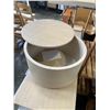 Image 7 : ROUND WOOD STORAGE SIDE TABLE AND MATCHING SQUARE TABLE