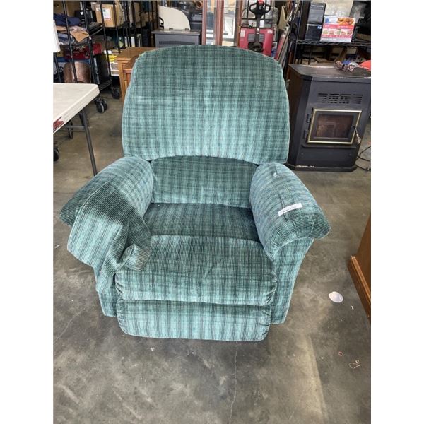 GREEN FABRIC LAZY BOY RECLINER