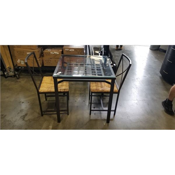 GLASS TOP 3 PIECE BISTRO SET