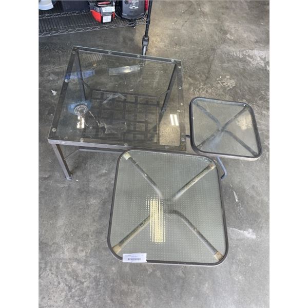 3 GLASS TOP COFFEE TABLES