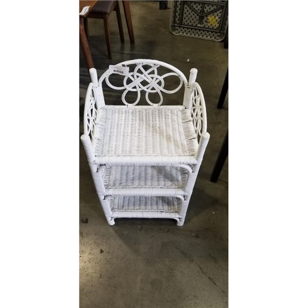 WHITE RATTAN 3 SHELF STAND