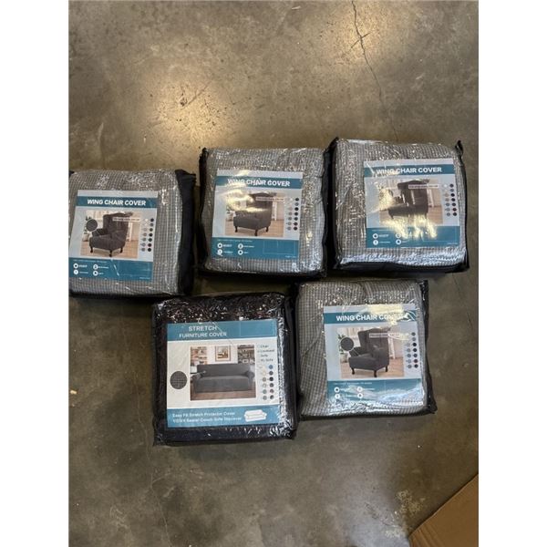 5 NEW CUSHION COVERS - 1 LOVE SEATS AND 4 CHAIRS