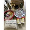 Image 3 : 2 BOXES OF KITCHEN AND COLLECTIBLE ITEMS - STORAGE JARS, CUTLERY TRAY, SERVING PLATTERS, ETC