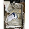 Image 5 : 2 BOXES OF KITCHEN AND COLLECTIBLE ITEMS - STORAGE JARS, CUTLERY TRAY, SERVING PLATTERS, ETC