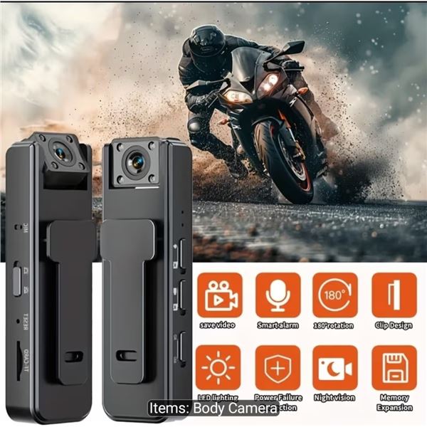 NEW COMPACT BODY CAMERA FULL 1080P 180 DEGREE ROTATING LENS NIGHT VISION AUDIO AND VIDEO