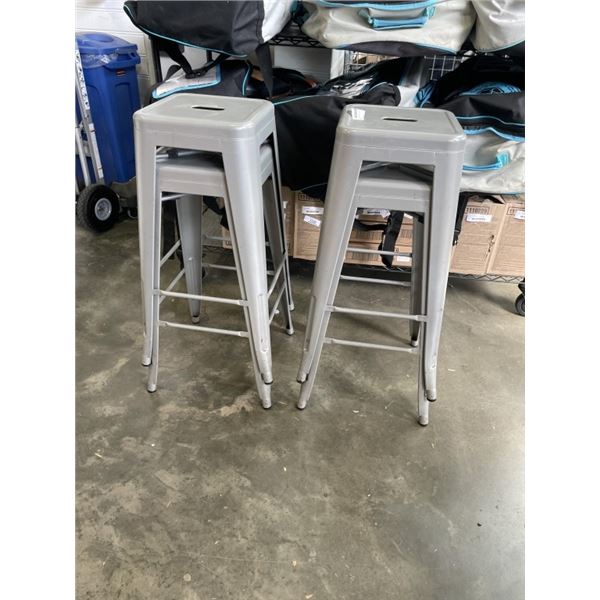 SET OF 4 METAL STACKING BAR STOOLS
