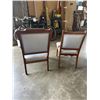 Image 4 : PAIR OF CARVED WOOD AND BLUE FABRIC CHAIRS W/ WHEELS
