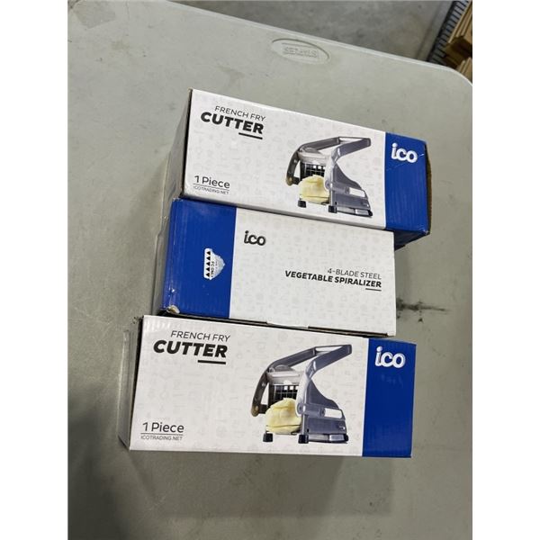 2 ICO FRENCH FRY CUTTERS AND SPIRALIZER