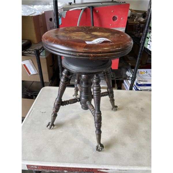 ANTIQUE STOOL W/ GLASS FEET