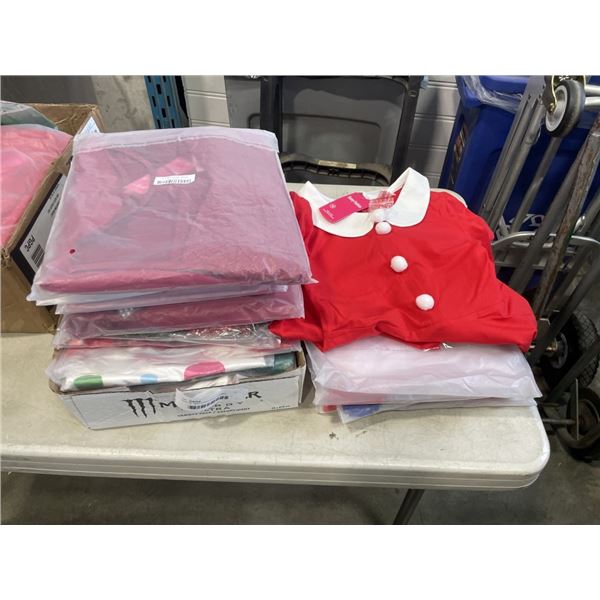 TRAY OF NEW CHRISTMAS THEMED COSTUMES, LADIES AND YOUTH SIZES