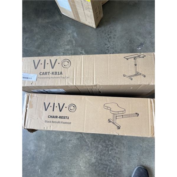 VIVO BLACK FREESTANDING KEYBOARD TRAY CART AND VIVO BLACK RETORFIT FOOTREST