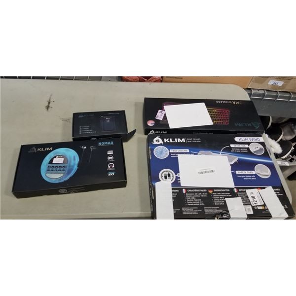 ASSORTED KLIM LAPTOP COOLING PAD, KEYBOARD, AND ACCESSORIES