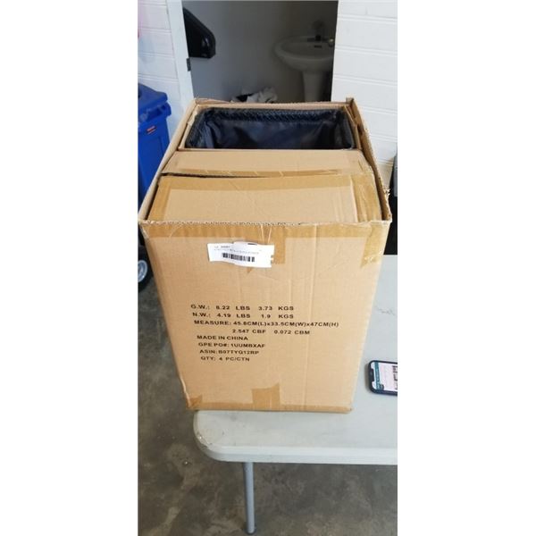 4 TWO PIECE METALLIC BLACK STORAGE BINS