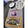 Image 1 : 3 WALL DECORATIONS AND A WALL CLOCK