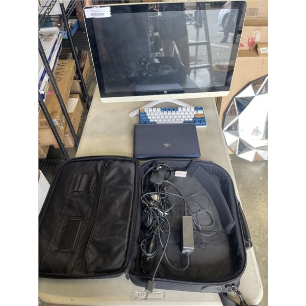 HP ALL IN ONE COMPUTER W/ KEYBOARD AND MOUSE AND LAPTOP IN CASE W/ CHARGER