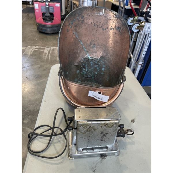 ANTIQUE COAL BUCKET AND TOASTER