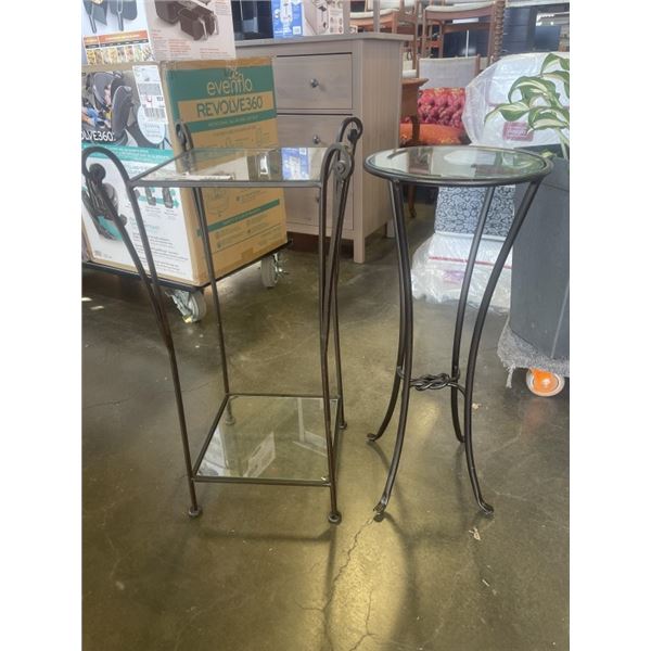 2 PIECE GLASS TOP PLANTER STANDS