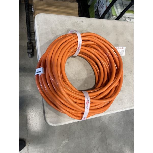AS NEW ORANGE 100FT LIFE SUPPLY HEAVY DUTY INDOOR OUTDOOR 3 WIRE GROUNDED LIGHTED EXTENSION, 10AWG