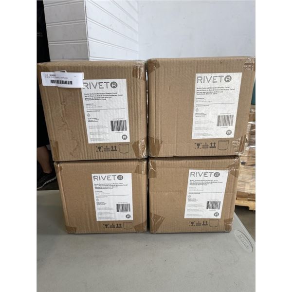 4 NEW RIVET RUSTIC TEXTURED STONEWARE PLANTERS