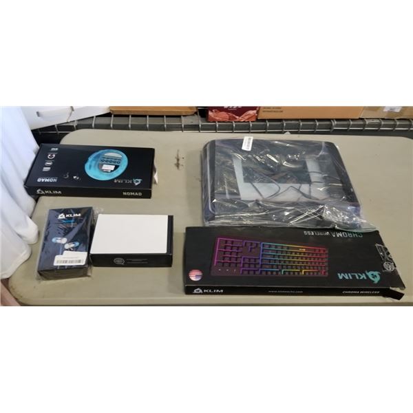 ASSORTED KLIM LAPTOP COOLING PAD, KEYBOARD, AND ACCESSORIES
