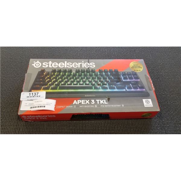 STEELSERIES APEX 3 TKL BACKLIT MECHANICAL GAMING KEYBOARD - TESTED WORKING