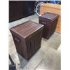 Image 4 : 2 BAMBOO LOOK WOOD STORAGE BASKETS / LAUNDRY HAMPERS
