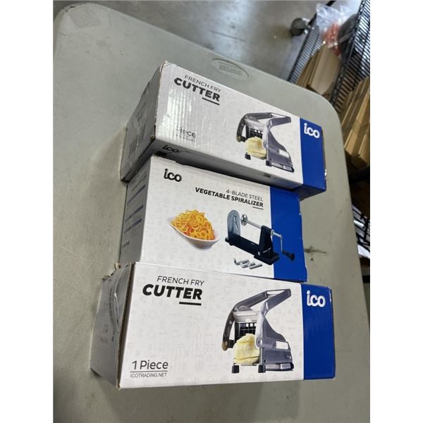 2 ICO FRENCH FRY CUTTERS AND SPIRALIZER