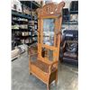 Image 2 : ANTIQUE OAK HALLSTAND WITH ORIGINAL SCULPTED BRASS HARDWARE