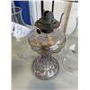 Image 2 : ANTIQUE GLASS OIL LANTERN. TURNING AMETHYST