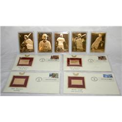 Lot of Gold Plated Baseball Cards & Stamps