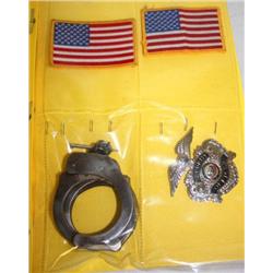Handcuffs, Badge, 2 American Patches