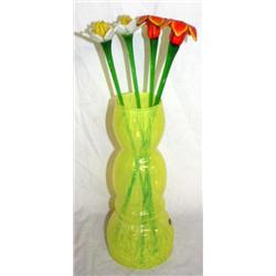 Bohemia Art Glass Vase & Flowers