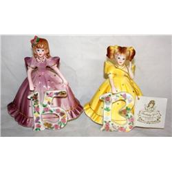 Lot of 2 Lefton Birthday Girl Figurines