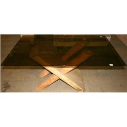 Tinted Glass Top Table w/ Marble Base