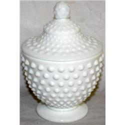 Fenton Hobnail Milk Glass Sugar Bowl & Lid