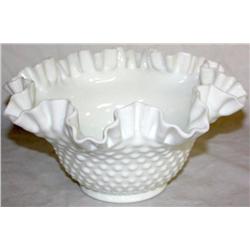Beautiful Fenton Hobnail Milk Glass Bowl