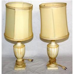 Set of Vintage Marble Base Lamps w/ Shades