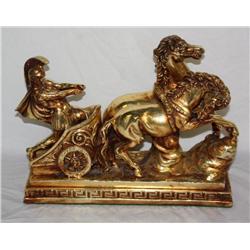 Horse & Chariot Statue 11" Tall