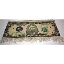 Silk Rug of a $5 Bill 12" x 30"