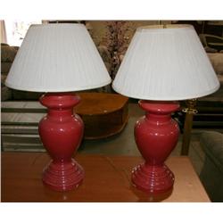 Set of 2 Red Lamps with Shades